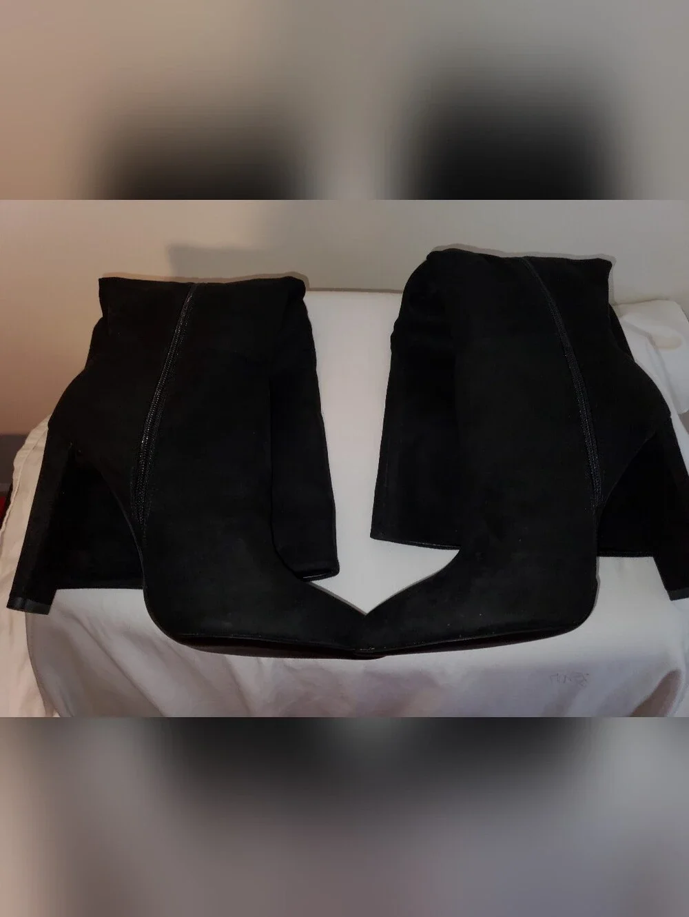 JustFab Black Over-the-Knee Pointed-Toe Suede Boots